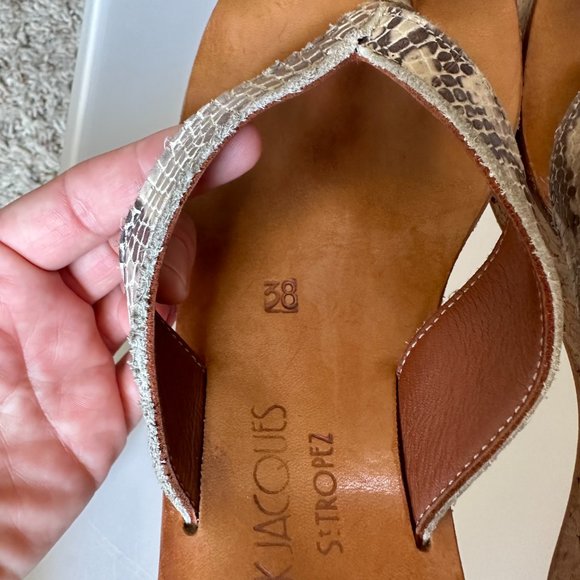 K Jacques St. Tropez Diorite Wedge Sandals Size 38 - Picture 2 of 11